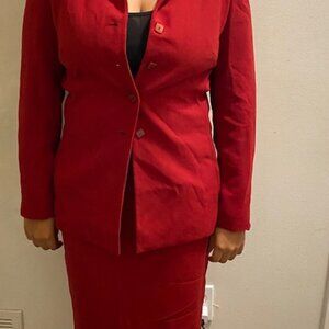 Travis Ayers Red Elegant 4 Button Long Sleeve Shirt/Jacket Suit Set Size: 10